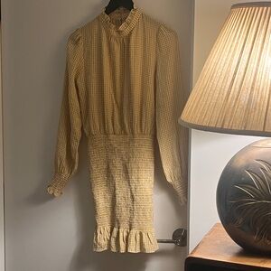 Elegant Yellow Gingham Dress